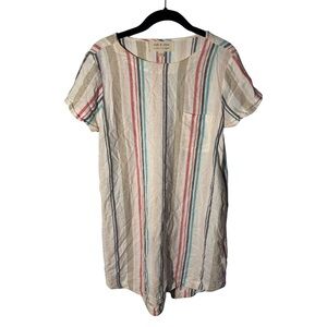 Cloth & Stone Linen Striped Short Sleeve Dress Size XS